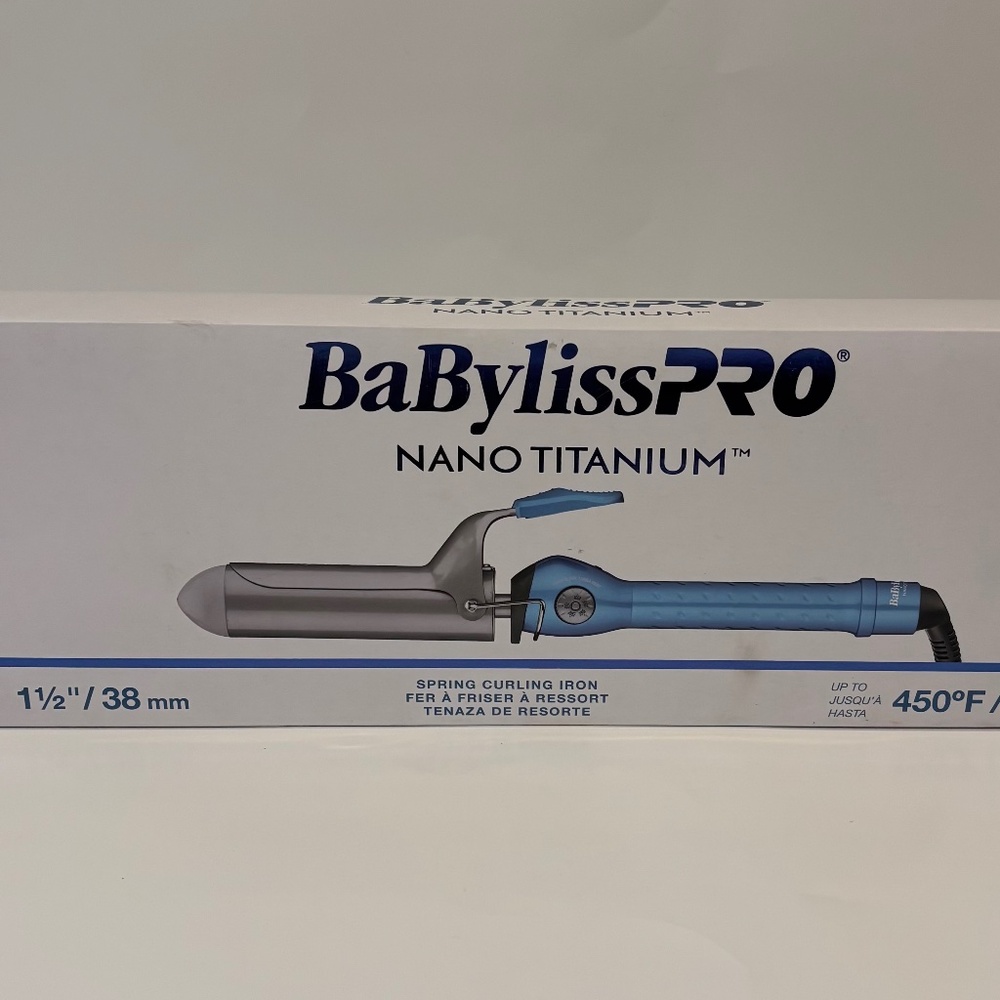 BaBylissPRO Nano Titanium 1 1/2" Spring Curling Iron BNT150S 33 mm - New